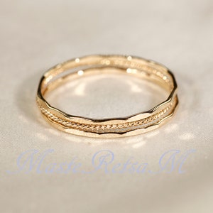 SET A  14k Gold Filled Stack Ring Set ,     Rose Gold Ring,     Silver rings.