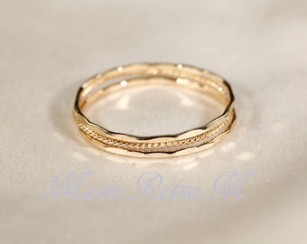 SET Ein 14k Gold Filled Stack Ring Set, Rose Gold Ring, Silber Ringe.