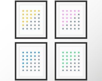 Arte con estampado de estrellas, decoración para habitación de bebé, niña y niño, decoración de pared para habitación infantil.