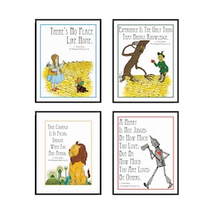 Zauberer von Oz Märchenbuch Kinderzimmer Dekor Kinderzimmer Dekor Kunstdrucke Dorothy Baum Buch Zitate Literatur Kinder Wand Dekor Kunstdruck Set