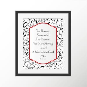 Impresión de citas motivacionales con objetivos de éxito, impresión inspiradora, arte en blanco y negro, regalo de graduación, decoración de pared para dormitorio universitario.