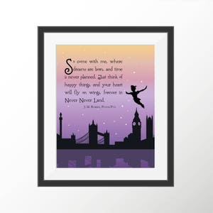 Peter Pan Art Print Quote Neverland Kids Room Kids Wall Art Nursery Decor Art Prints Storybook Book Quotes Literature
