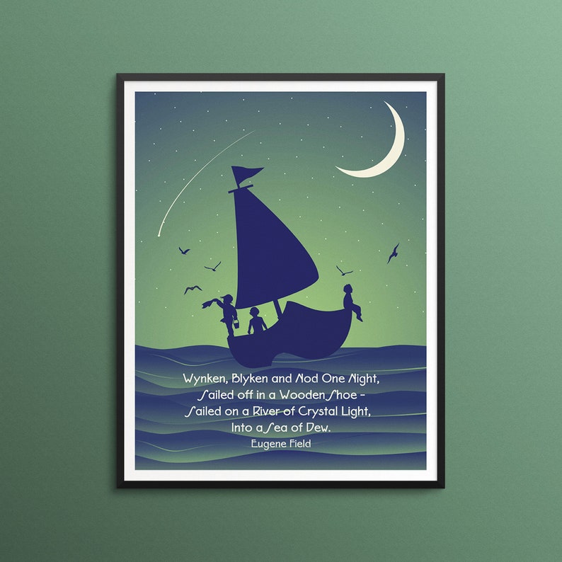 Wynken, Blyken and Nod Poetry Print Whimsical Nursery Rhyme Decor Eugene Field Quote Print Storybook Decor image 5