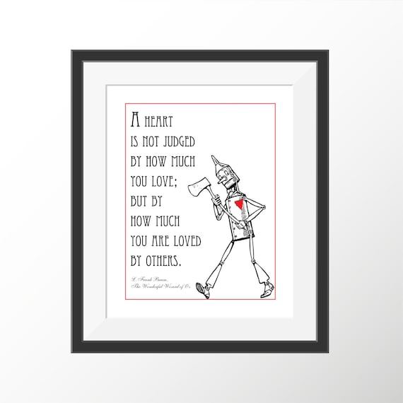 Tin Man Heart Quote Wizard Of Oz Art Tin Man Nursery Decor Art Prints Baum | Etsy