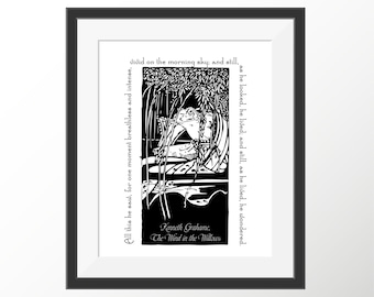 Wind in the Willows Mr. Toad Quote Art Print Book Quotes Author Writer Quote Wall Decor Literature Wall Decoration Black and White Literary