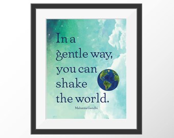 Gandhi Motivational Quote Print Inspirational Quote Print Wall Decoration College Graduation Gift  Dorm Decor Writer Quote Classroom Art