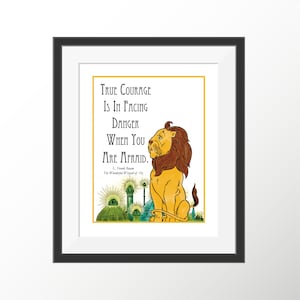 Wizard of Oz Art Lion Kids Room Wall Decor Nursery Decor Art Prints Storybook Book Quotes Literature Baum Quote Art Print