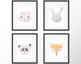 Watercolor Animals Kids Room Wall Decor Nursery Decor Prints Baby Animals Art Prints Woodland Zoo Animals Woodland Nursery Animals