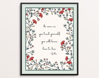 Johann Wolfgang Von Goethe Wall Art | Office Decor | Trust Yourself Quote Print | Motivational Print | Inspirational Quote