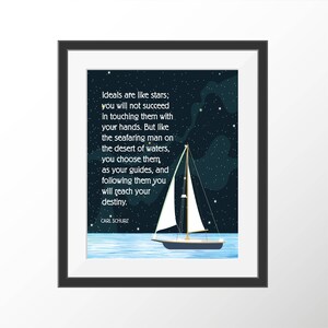 Destiny Print Motivational Quote Print Inspirational Quote Print Literary Quote Art Quote Print Wall Decoration Sailing Sailboat Print Art