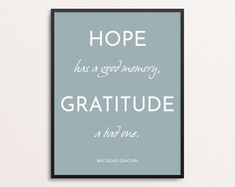 Gratitude Wall Art | Office Decor | Hope Quote Print | Memory Quote | Motivational Print