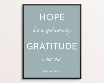 Gratitude Wall Art | Office Decor | Hope Quote Print | Memory Quote | Motivational Print