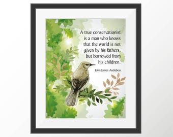 Audubon Bird Art Print Environment Nature Print Art Motivational Print Quote Inspirational Print Quote Botanical Art Print