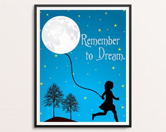 Remember to Dream Quote Print | Girls Room Decor | Baby Girl Nursery | Kids Room Wall Art