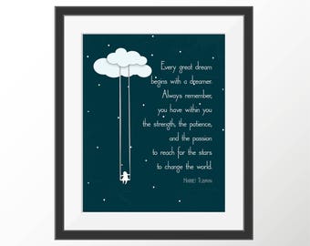 Harriet Tubman Dreamer Art Print | Reach for the Stars Quote Print | Nursery Art | Kids Room Decor | Wall Decor | Graduation Gift