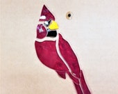 PreCut Stained Glass Small Bird Cardinal Kit. Perfect for beginners. Ready for foil, mosaics or lead. Make as a suncatcher or build a panel