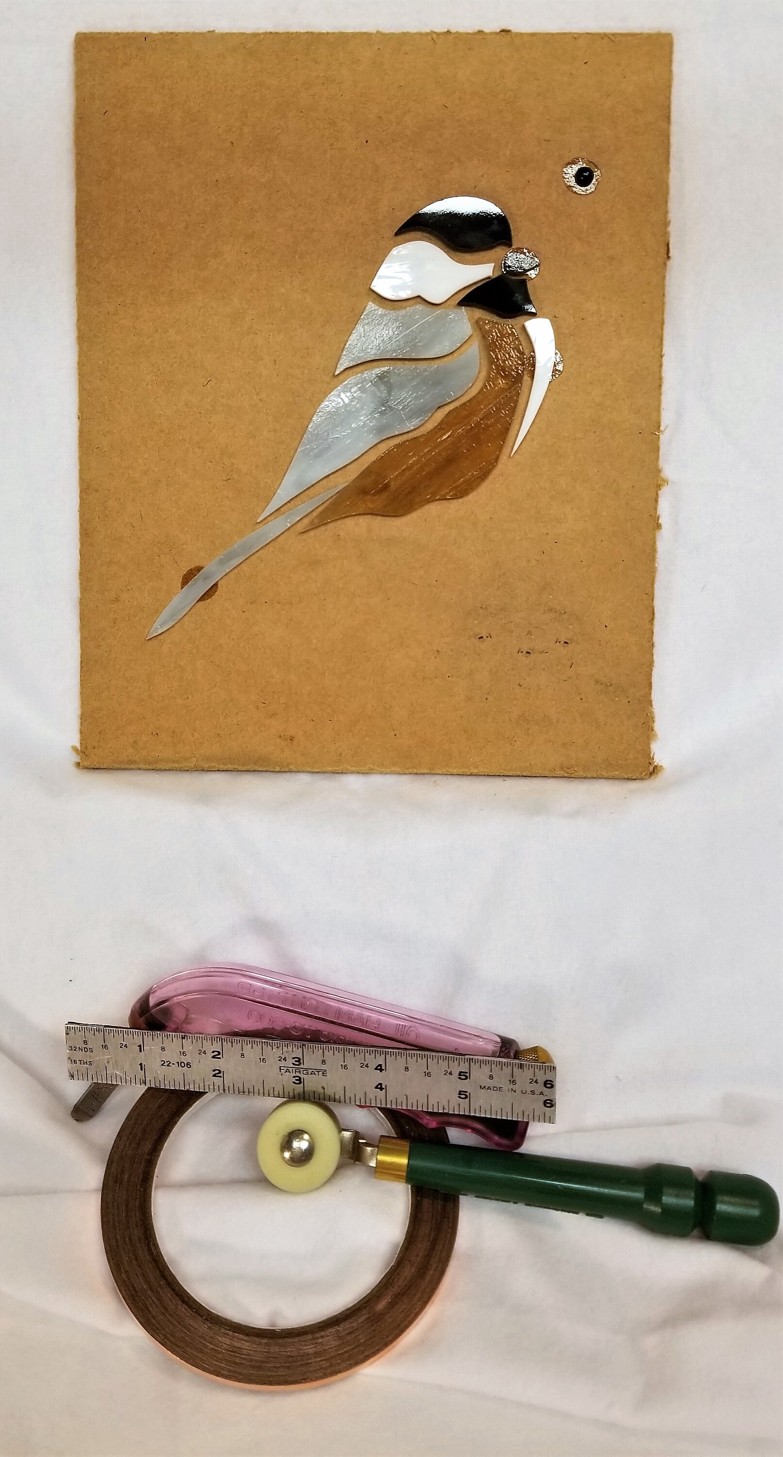 Chickadee Precut Stained Glass Bird Kit. Perfect for Etsy