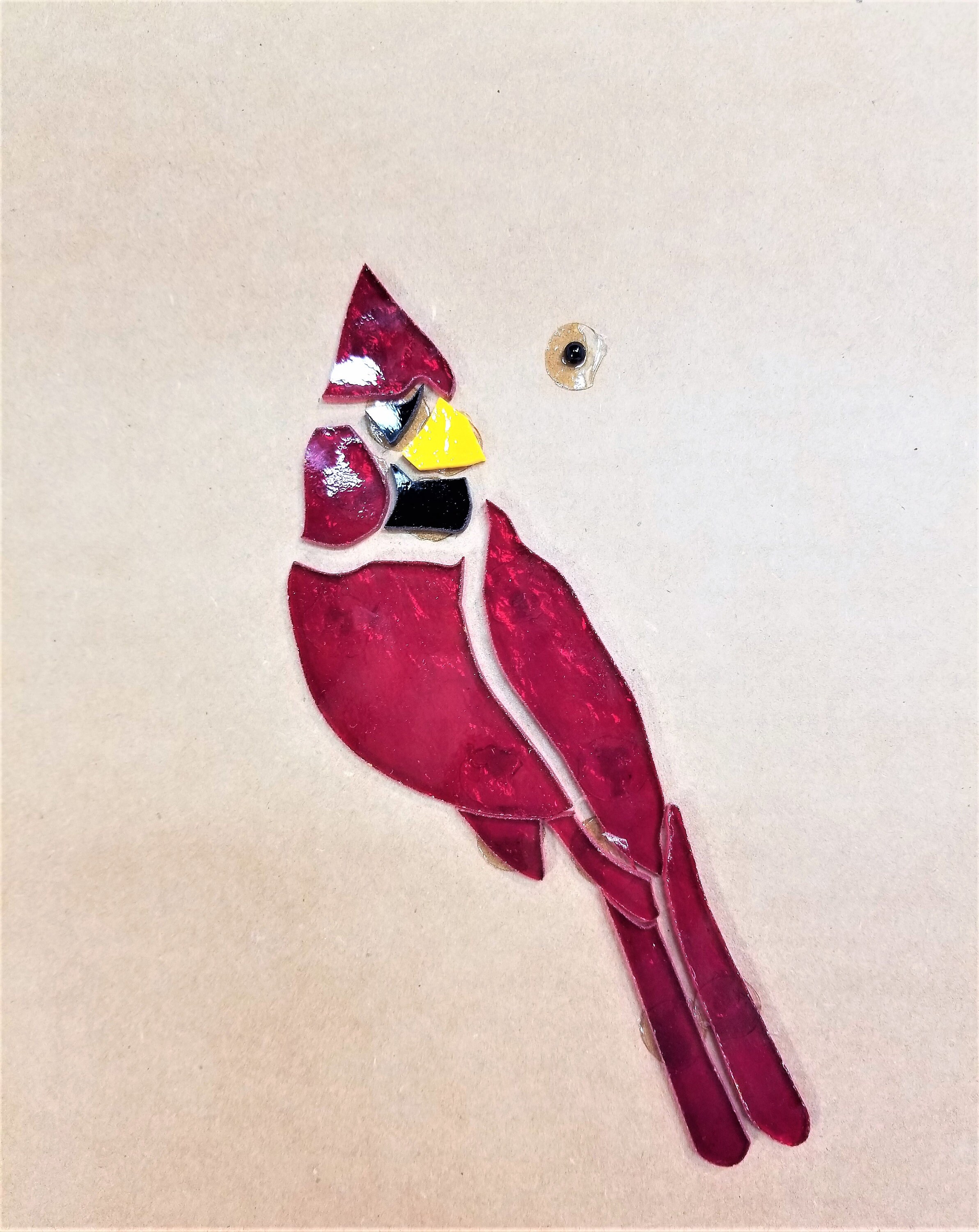 PreCut Stained Glass Small Bird Cardinal Kit. Perfect for Etsy