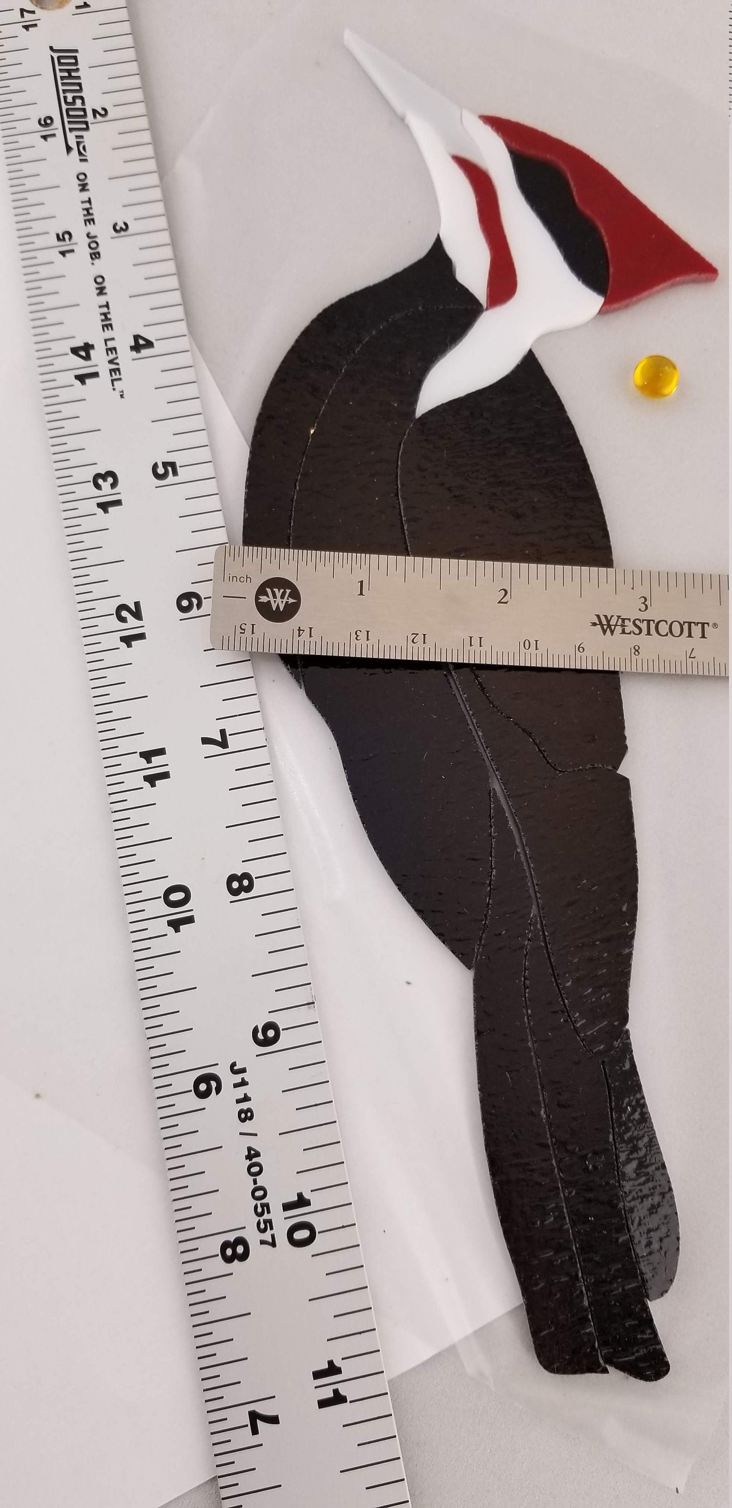 Pileated Wood Pecker Stained Glass Bird Kit. Ready for Foil, Mosaics or