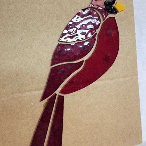 Cardinal Stained Glass Bird Kit. Perfect for Beginners. Ready Etsy