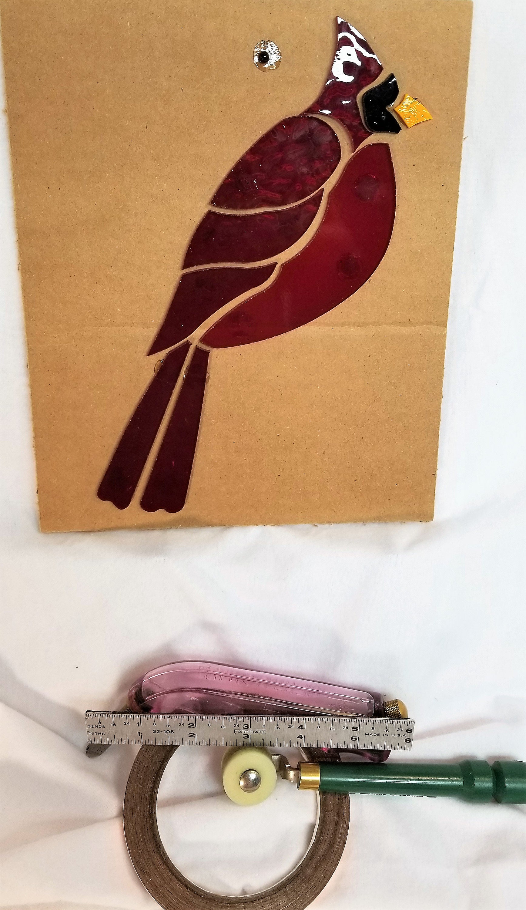 Cardinal Stained Glass Bird Kit. Perfect for Beginners. Ready Etsy