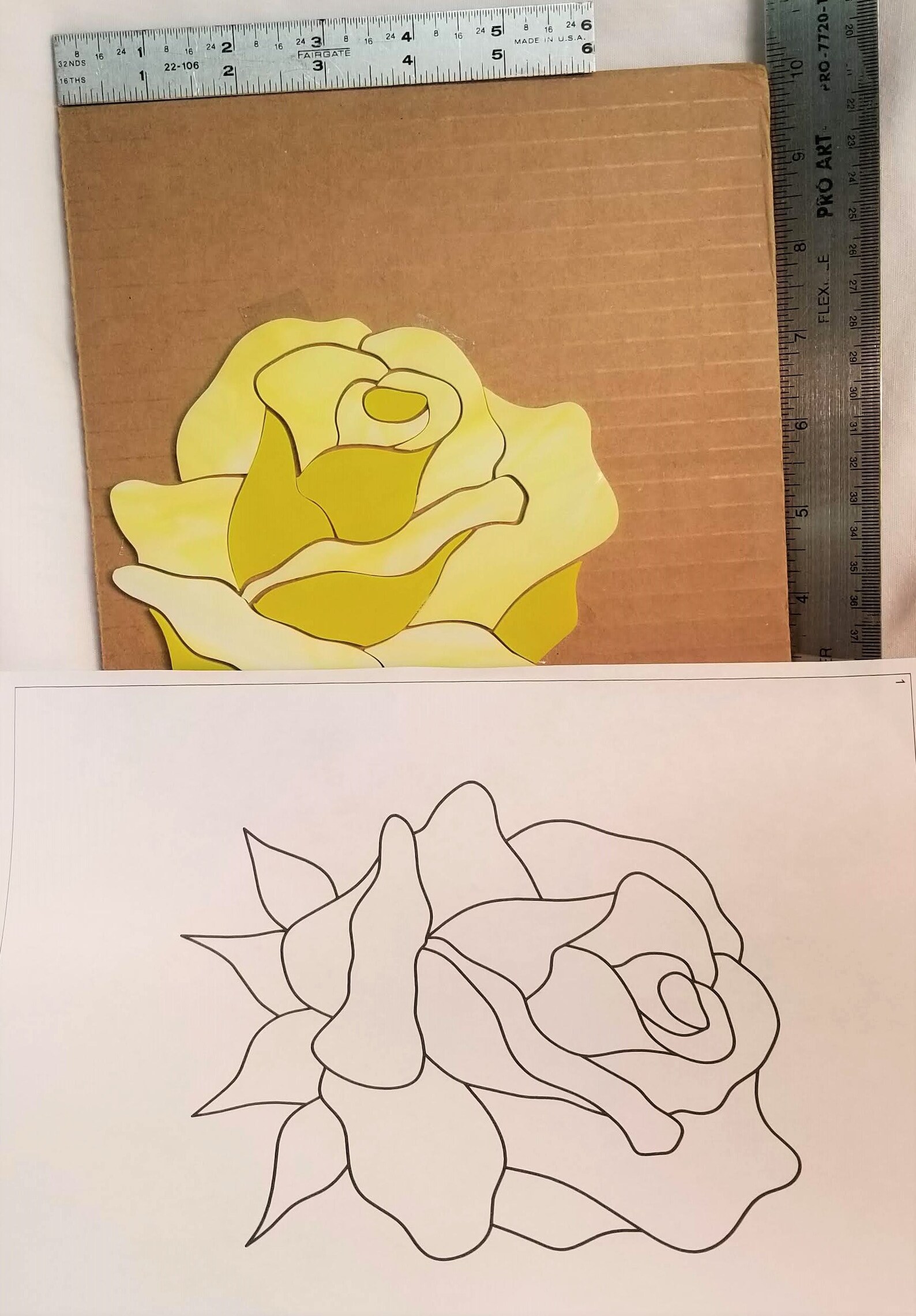 Rose Pre Cut Stained Glass Flower Kit. Perfect for Beginners. Ready for