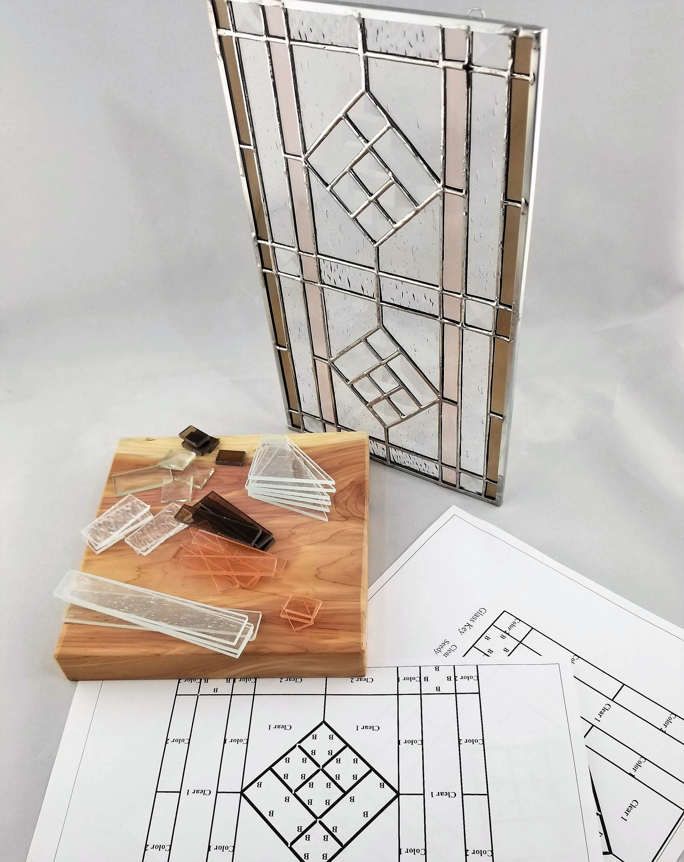 Mission Style Stained Glass Bevel Clusters PreCut Panel Kit Etsy