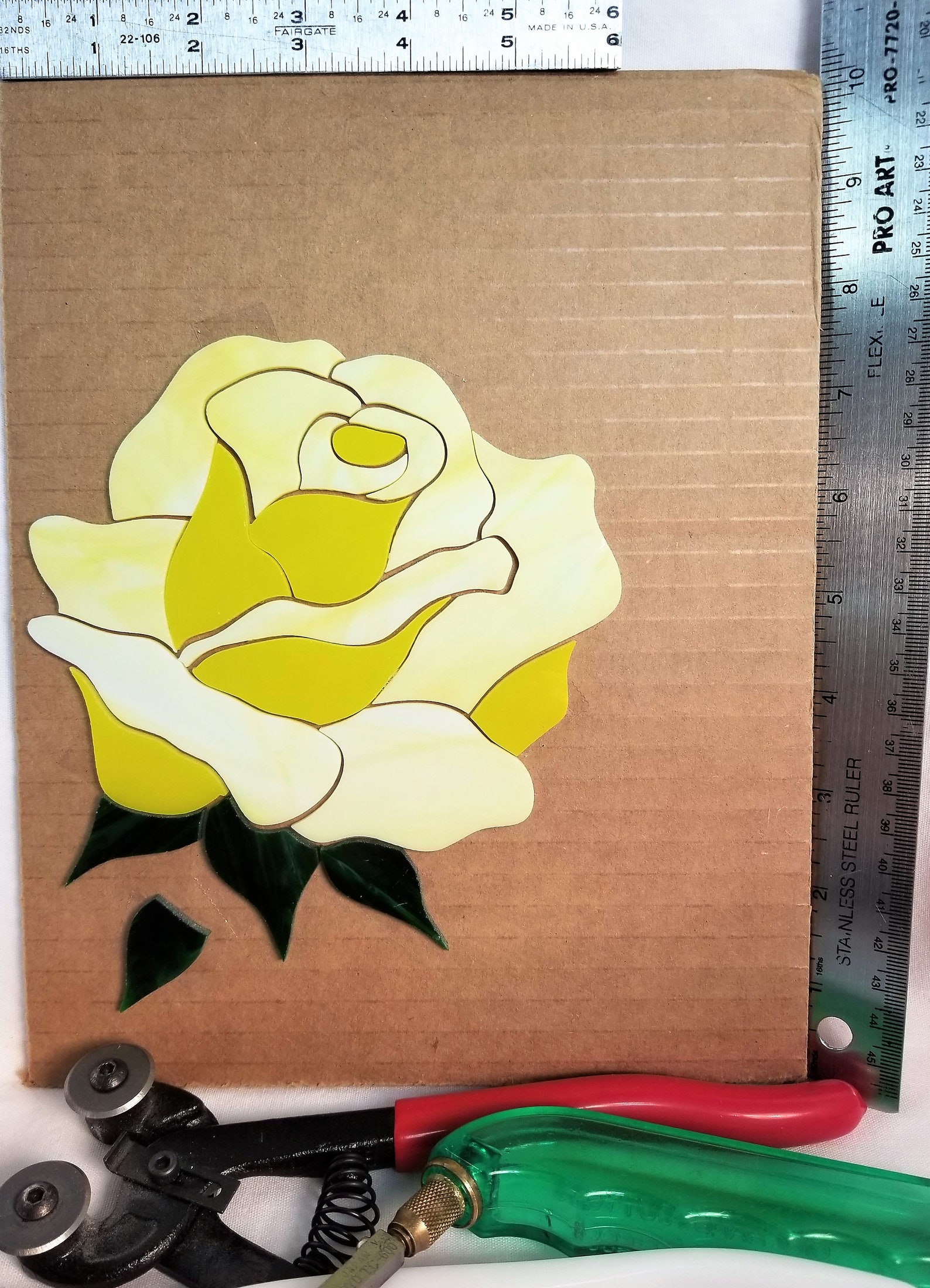 Rose Pre Cut Stained Glass Flower Kit. Perfect for Beginners. Ready for
