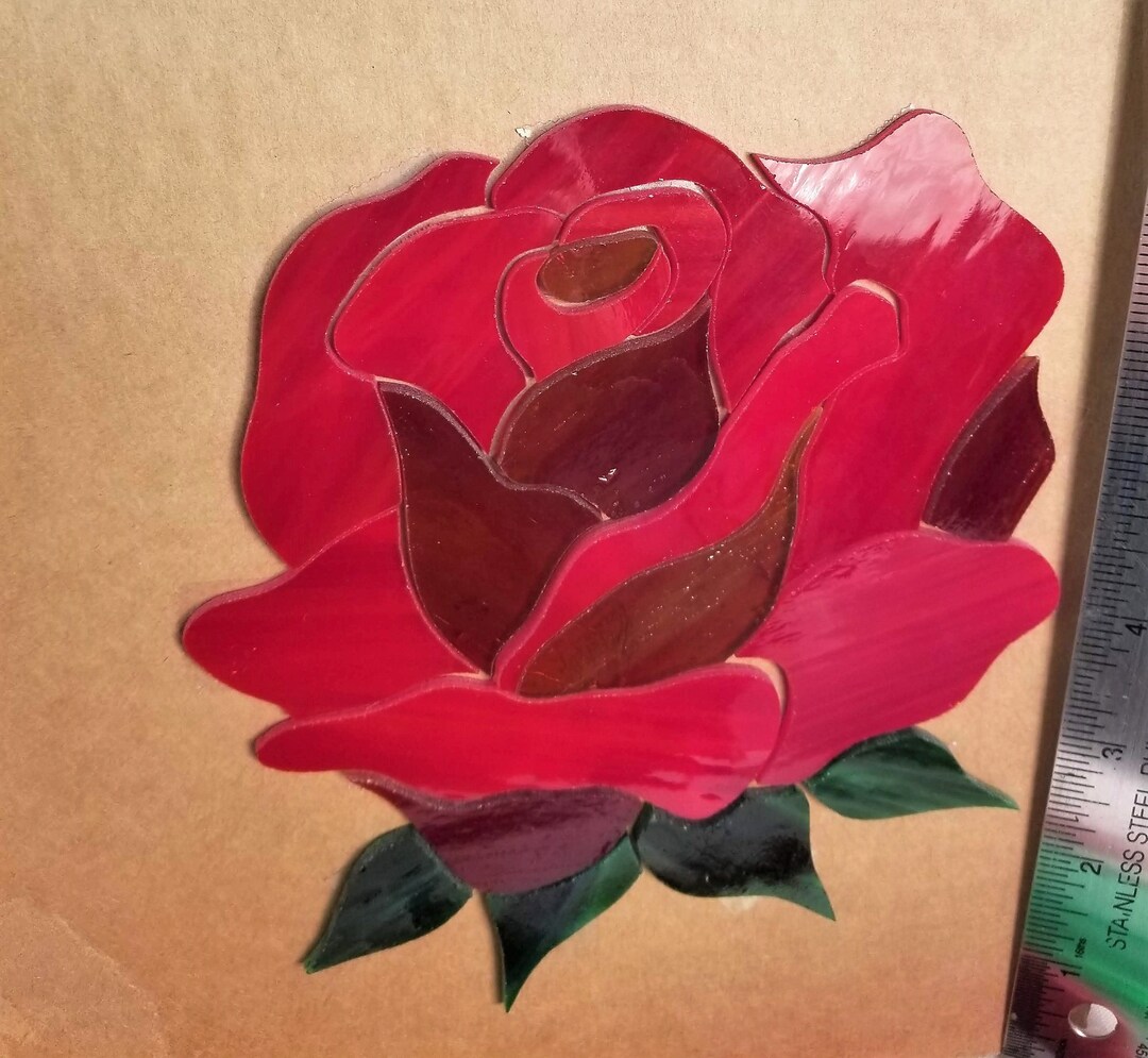 Rose Pre Cut Stained Glass Flower Kit. Perfect for Beginners. Etsy