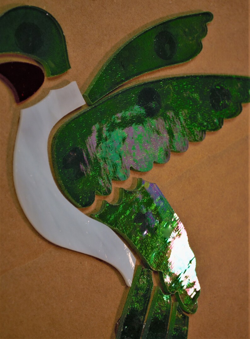 Perfect for beginners mosaics or lead PreCut Stained Glass Humming bird Kit Ready for foil Make as a suncatcher or build a panel