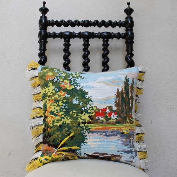 Coussin "Le vieux lac" - laine - 40x40 cm