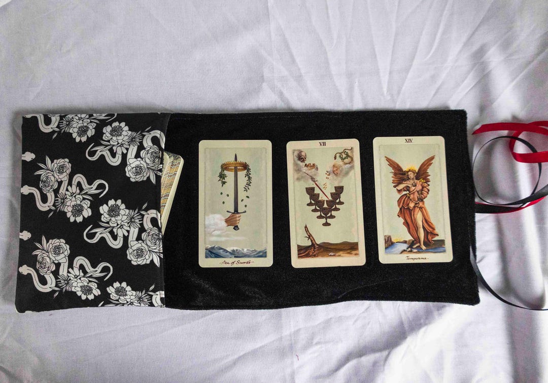 Tarot Card Pouch. Black and White Gothic Snake Design - Etsy