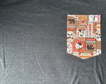 Janapese Retro vintage Graphic Big pocket T-shirt