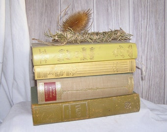 Bundle of books, sunny yellow, centerpiece made from original old books