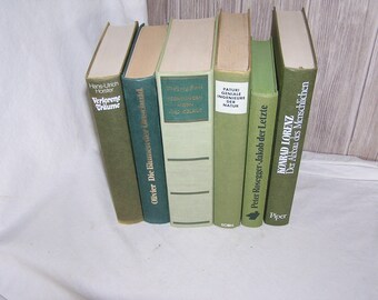 Spécial!!! Bigpack livres déco 6 pièces vert, couverture rigide, lin