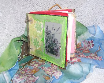 Colorful spring journal, handmade, recycled art, slow art