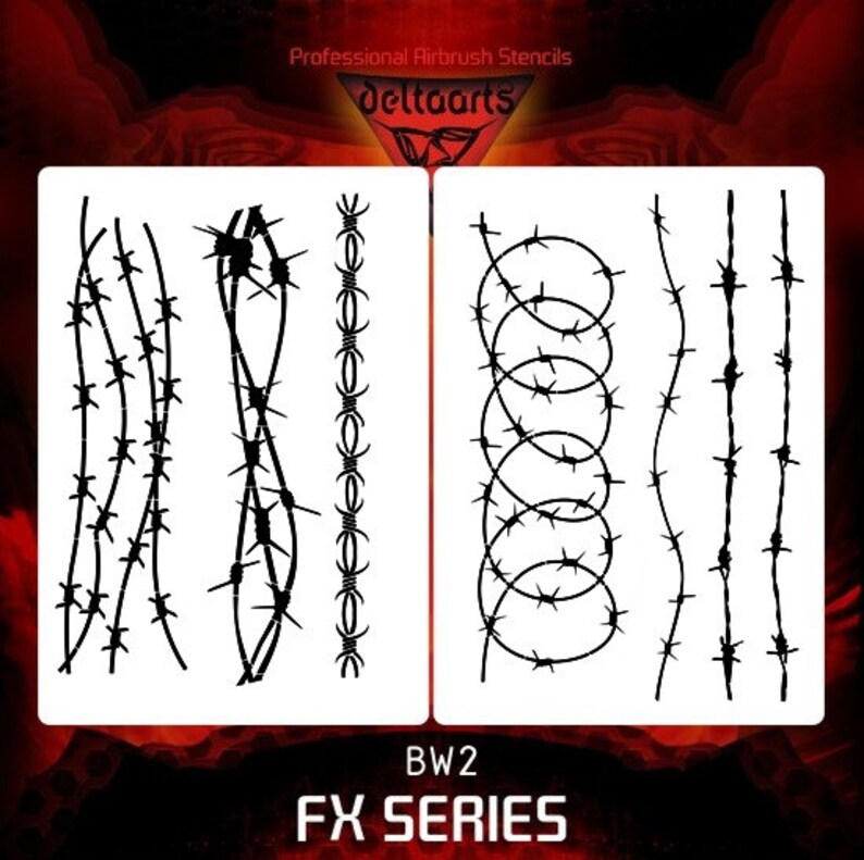 BW2 Airbrush stencil template Barbed Wire XL XXL | Etsy