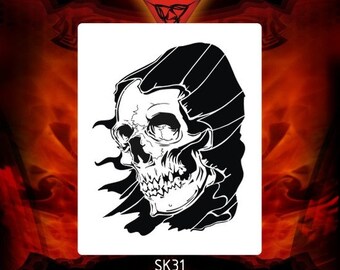 Airbrush stencil template DELTAARTS SKULL 73-3 SIZES AVAILABLE MID XL XXL