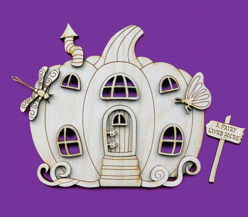 Fairy House Pumpkin Door 3D Wooden Elf Shapes Pixie Plywood 3D NEW PMP1