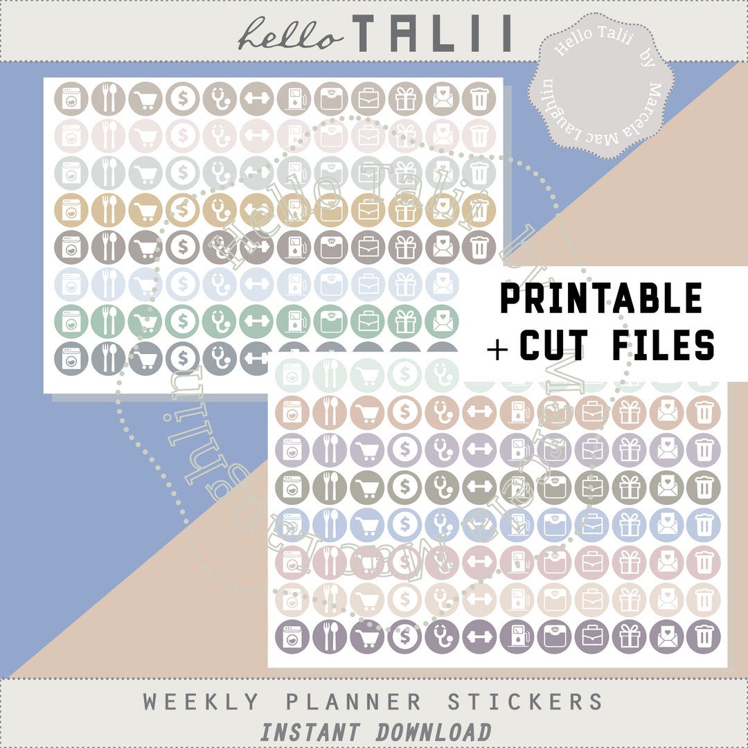 WEEKLY ICONS Planner Stickers- Neutral Colors Dots Week Organization ...