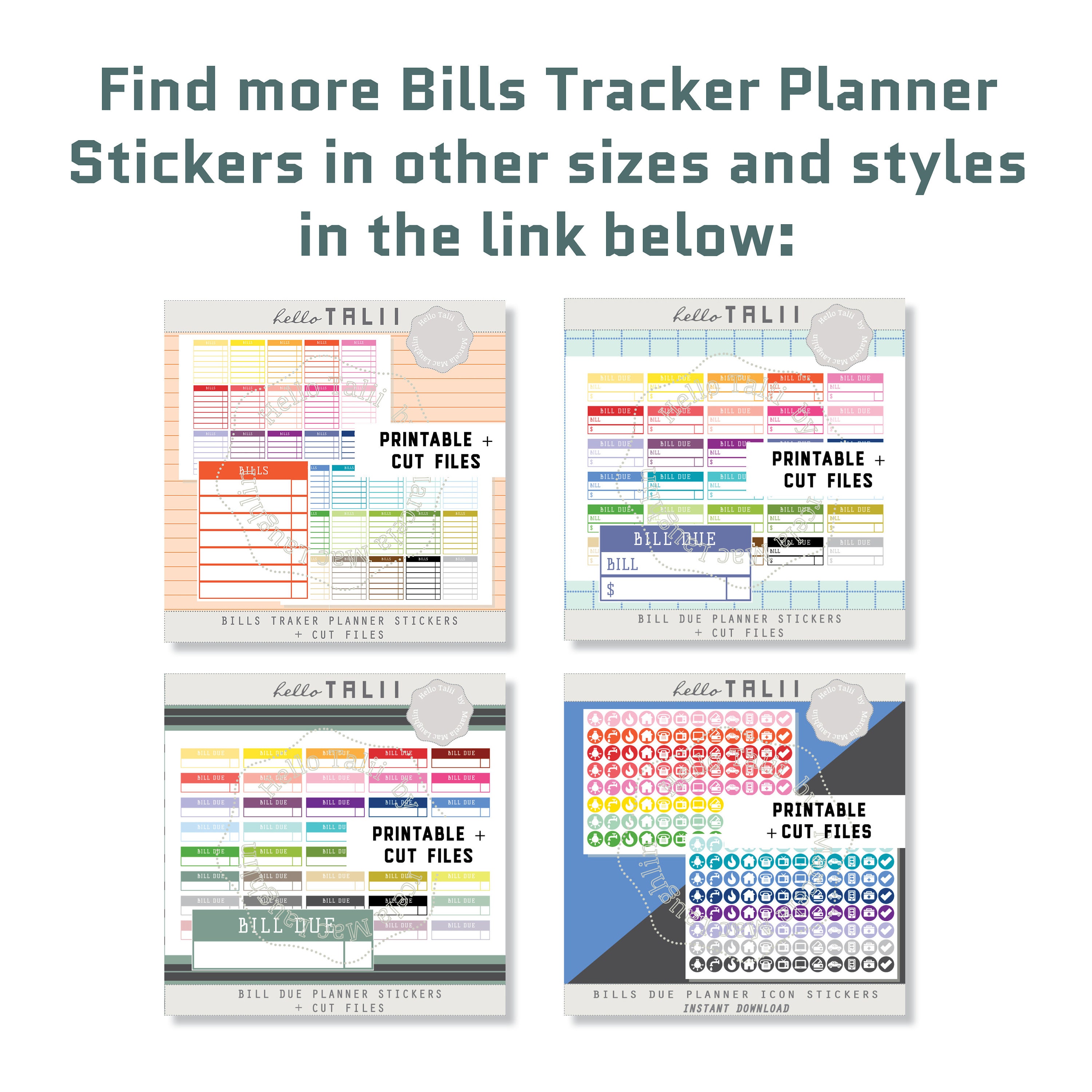 BILLS DUE Planner Stickers + CUT Files- Electricity Gas Car Credit Card ...