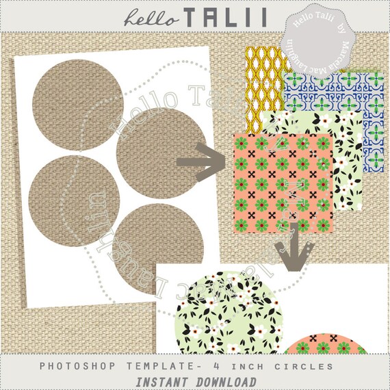 4 Inch Circle Photoshop Template Psd Fully Layered 4 Etsy