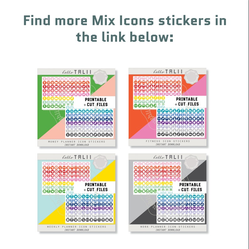 WEEKLY Planner Stickers- Week Organization Icons Printable Stickers+ ...