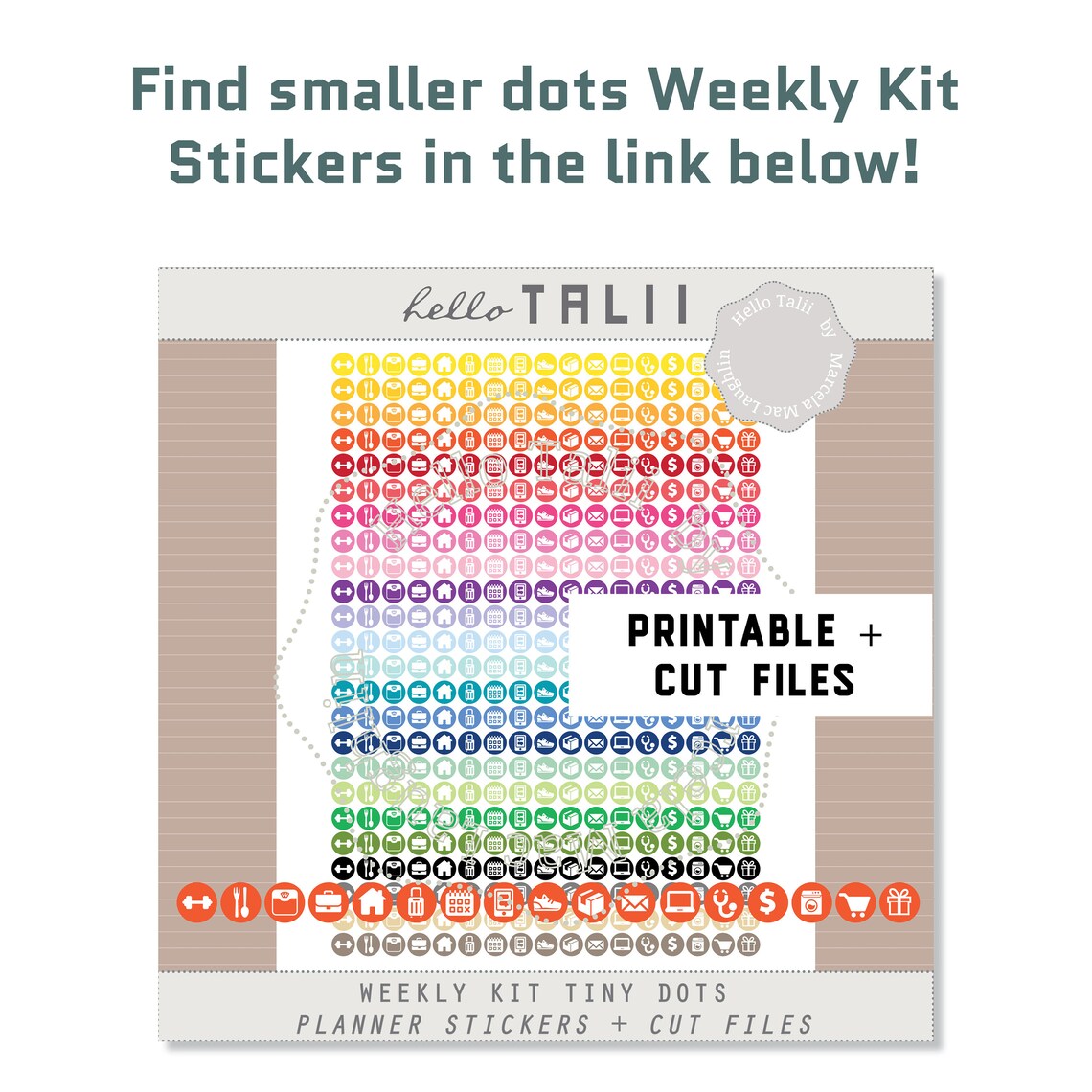 WEEKLY Planner Stickers- Week Organization Icons Printable Stickers+ ...