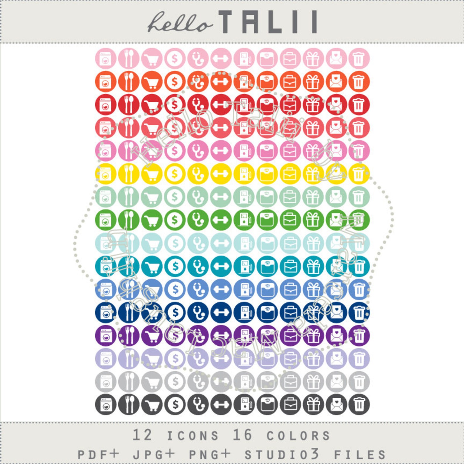 WEEKLY Planner Stickers- Week Organization Icons Printable Stickers+ ...