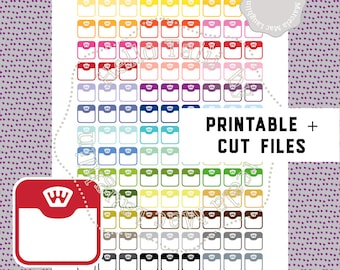 WEIGHT SCALE Stickers- 100+ Scale Icons in 39 colors Planner stickers Printable + CUT Files Diet Weight Loss Tracker Fitness for planners
