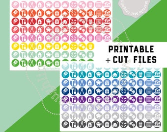 TUIN Planner Stickers- Tuinieren Iconen Afdrukbare Stickers + CUT Bestanden Water geven Kan Bloem Pot Cactus Kruiden Tools Maaier Lente Icon Stickers