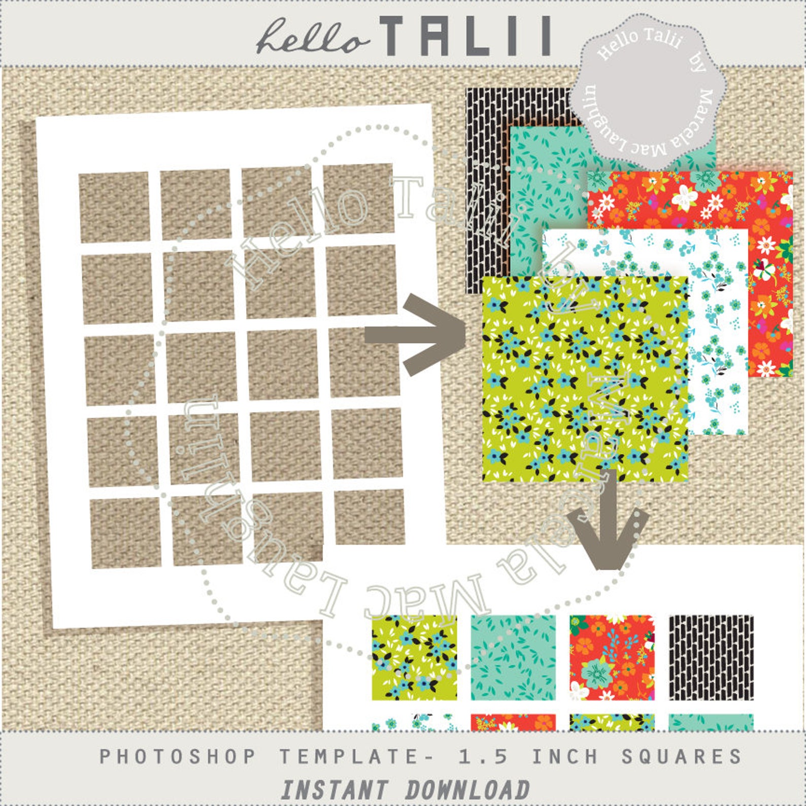 1.5 X 1.5 Inch Square Photoshop Template- 1.5" Boxes Collage Sheet ...