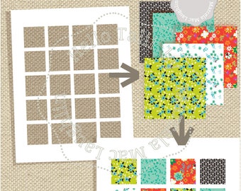 1.5 x 1.5 inch Square Photoshop Template- 1.5" Boxes Collage Sheet template Layered PSD + PNG + JPG Domino Magnets Happy Planner Stickers