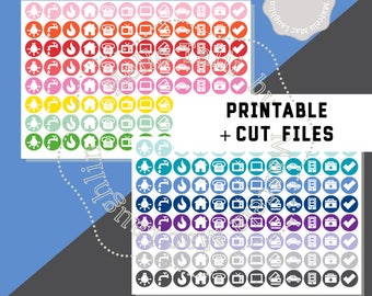 BILLS DUE Planner Stickers + CUT Files- Electricity Gas Car Credit Card Phone Water Check Mark Doctor House Internet Mobile Bills due Icons
